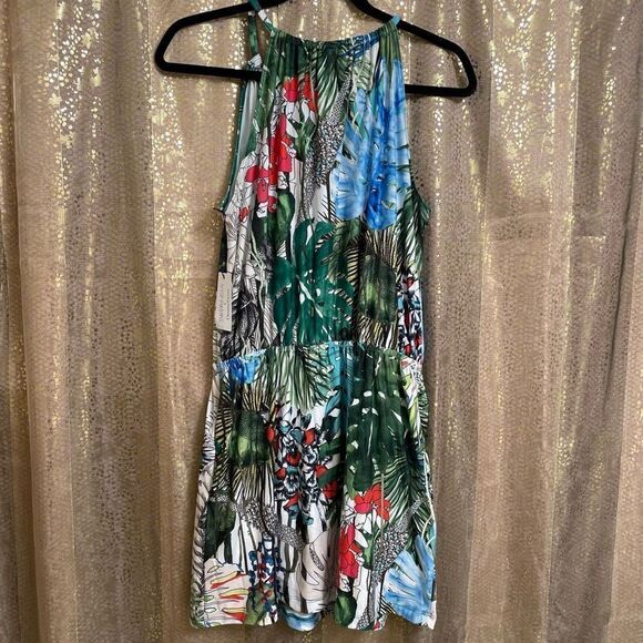 Christian Lacroix x Swiminista Carefree Mini Dress Jardin Exochic Print, Green T - Picture 1 of 8